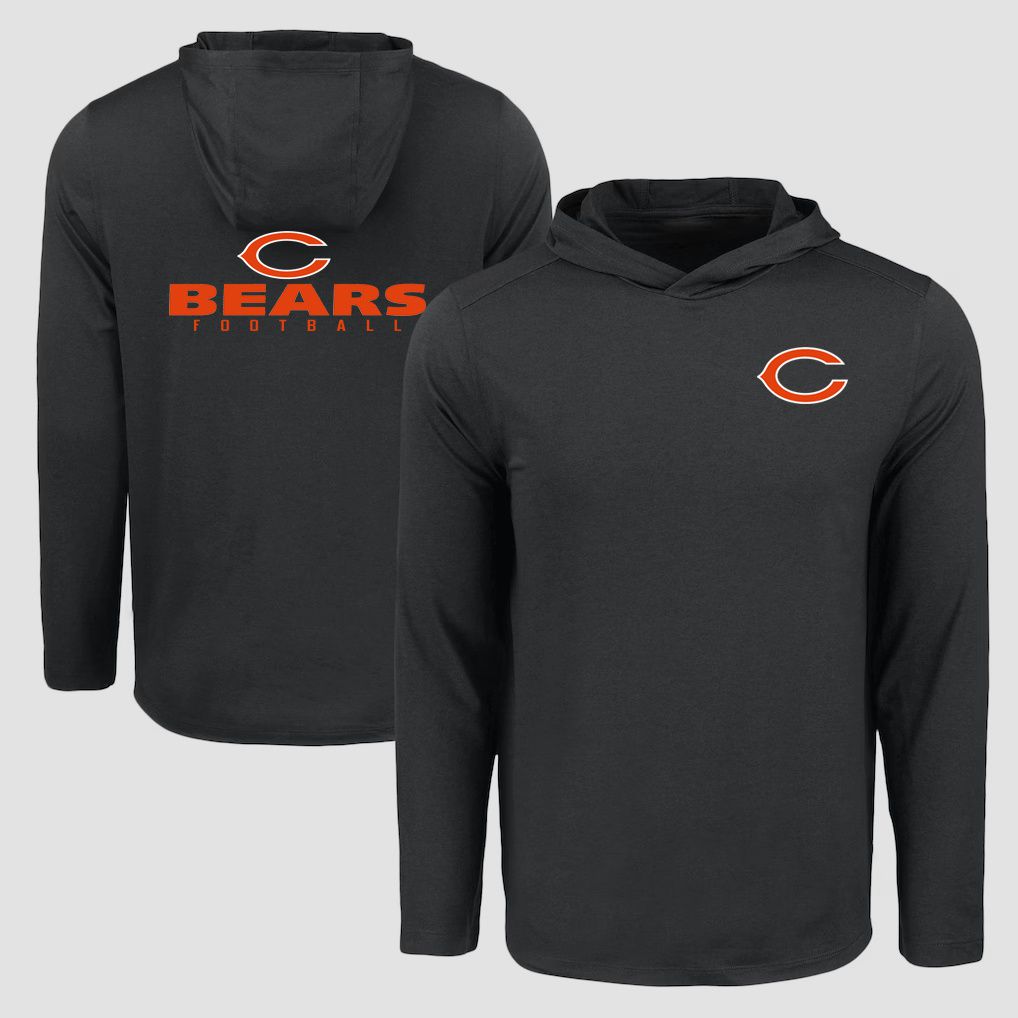Men 2026 NFL Chicago Bears Hooded long sleeved T-shirt black 05